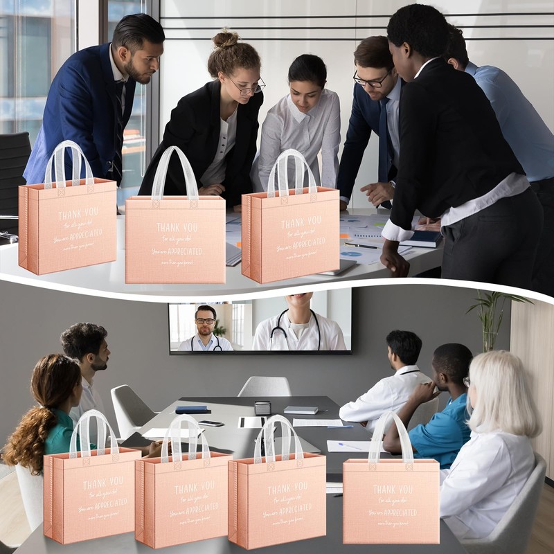 Demonwer 24 Pcs Glossy Rose Gold Gift Bags 12.6×11.0×4.7 Inch