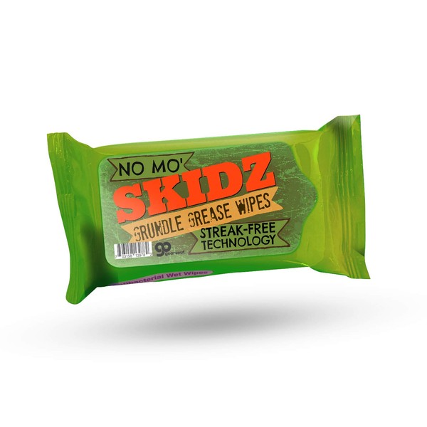 No Mo’ Skidz Grundle Grease Wipes - Funny Moist Towelettes - Weird Gag Gifts for Men, Pocket-Sized