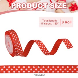 PATIKIL 40 Yards x 0.4" Fabric Ribbon, Red and White Grosgrain Gift Wrapping Ribbon for Craft Birthday Wedding Festival DIY Bow Hair Accessories