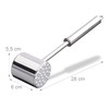 Relaxdays, Silber Profi Fleischklopfer, doppelseitig, Fleischhammer für Schnitzel, Steak, 28cm
