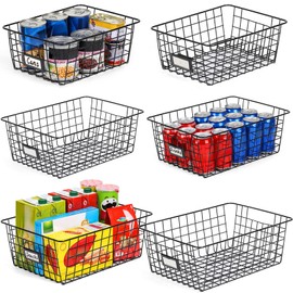 6 Pack Wire Baskets for Pantry Organization and Storage, Kitchen Organizer, 2 XXLarge & 2 XLarge & 2 Large