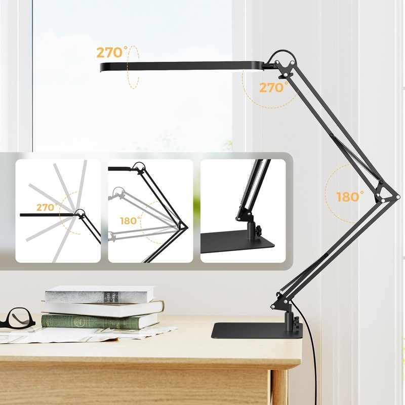 SKYLEO LED Desk Lamp with Slim Base - Adjustable Swing