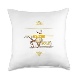 Funny Golf Themed Tees Funny Tees-Just Want to Smoke Cigars Play Golf T-Shirt Throw Pillow, 18x18, Multicolor