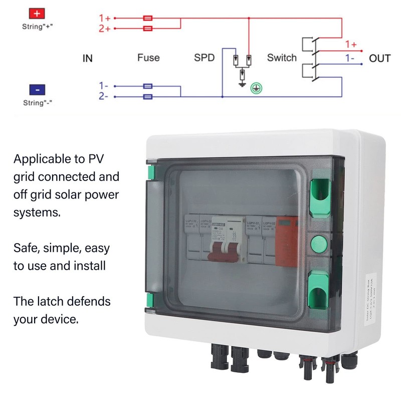 2 String PV Combiner Box with 15A and 32A Circuit
