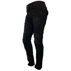 Motorcycle Pants for Men Motocross Riding Pants Motorbike Riding Denim Jeans with CE Armor Protector Pads Black K-05 W34-L32