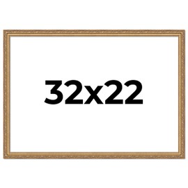 Poster Palooza 32x22 Traditional Antique Gold Complete Wood Picture Frame with UV Acrylic Plexiglass, Foam Board Backing & Hardware Included