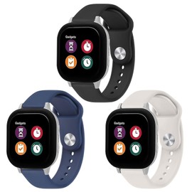 3 Pack Silicone Bands Compatible with Gabb Watch 3e 3 2 1/Gizmo Watch 3 2 1, Cosmo JrTrack 4/3/2 SE/2/JrTrack Band, 20mm Waterproof Silicone Wrist Strap (Black/Navy Blue/Starlight)