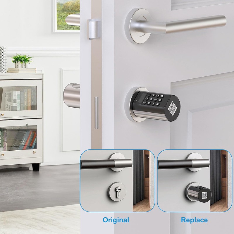 VisorTech Elektronischer Tür-Schließzylinder mit Display, Code, Transponder, App