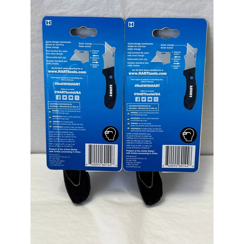 HART New HART Folding UTILITY KNIFE 2-PACK w/ 20 Blades
