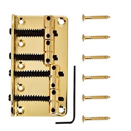 4 String Bass Bridge Assembly Devil 4 String Vintage Style Bass Bridge for 4 String Electric Bass Guitar 3 Colors to Choose(Gold) Jazz Bass Bridge Grub Screw p-bass Bridge bass Bridge 4 String