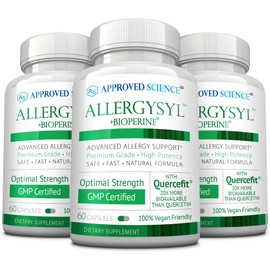 Approved Science Allergysyl - Lower Intensity of Seasonal Allergies, Boost Immunity, Rich in Antioxidants - Vegan Friendly - 180 Capsules - Made in USA