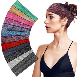 Sefiinh Headbands For Women 12 Pack Headband Yoga Elastic Head Bands Women's Hair Band Workout Soft Sweat Hairbands Accessories