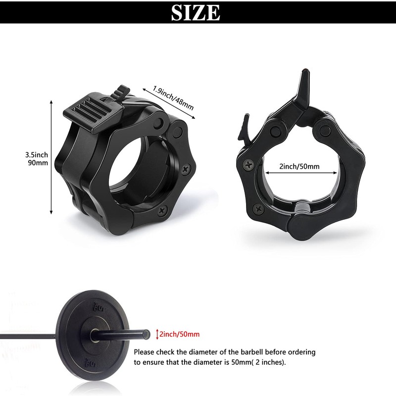 Drado 2-Pack Barbell Clamps 2 Inch Quick Release Olympic Barbell