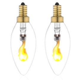 XIAOKALAMI Type B/B11 Handstand LED Flame Effect Bulb, E12 Base, Flickering Candle – Ideal for Holiday Gifts, Home/Hotel/Bar/Party Decor, Non-Dimmable 2-Pack