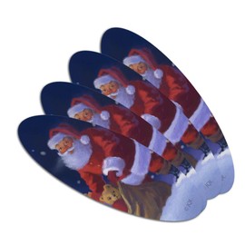 Christmas Holiday Rooftop Santa Double-Sided Oval Nail File Emery Board Set 4 Pack