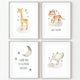 CALLUNA® Adorable Pictures & Posters for Nursery & Baby Room - Decorative A4 Art Prints - Cute Animal Portraits & Illustrations - Sturdy Material - No Frame - Animal Children