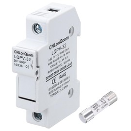 MECCANIXITY Solar Fuse Holder with 1 Fuse Core, DC 1000V 20A Single Pole 10x38mm DIN Rail Mount Fuse Holder Base for Household Circuits, Photovoltaic Station