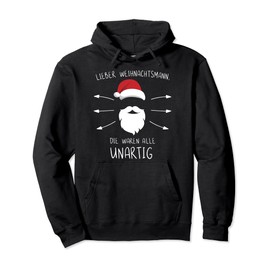 Funny Santa Claus Were All Naughty for Christmas Pullover Hoodie, black