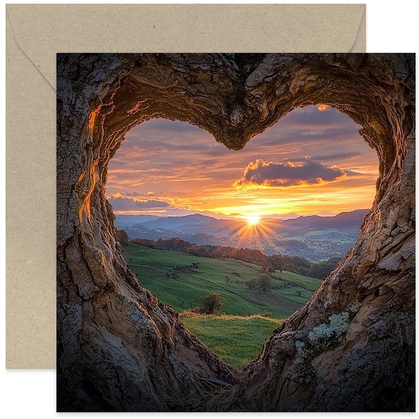 Anniversary Cards for Husband - Heart Sunset Artwork Love Card