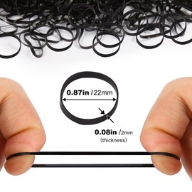Rubber Bands 1000Pcs Black Small Rubber Elastic Bands Natural Soft Bands for Tie Dye, Hair Home, Pens, Wedding Hairstyle,Catapults, Bills, Bank Paper, Office Supplies(22mm)