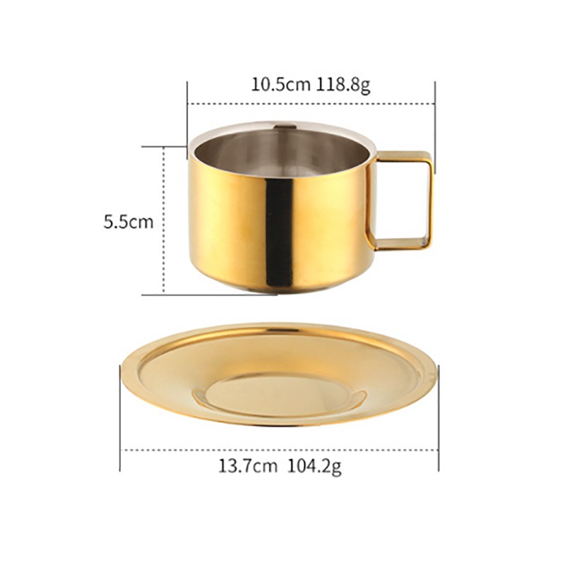 Coffee Cup Gold Fashionable Design Wearable Convenient Practical Stainless Steel