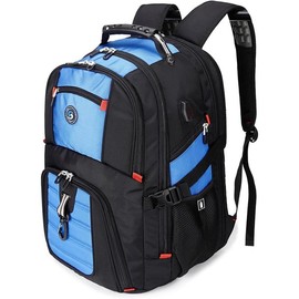 50L Travel Laptop Backpack with USB  Port, College Backpack Airline Approved Business Work Bag Fits 17 Inch Computer for Men Women - Color: Blue, Size: Travel Backpacks
