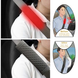 Yumikoo Plush Seat Belt Pads - Set of 2 Cozy & Soft Car Seat Belt Cushions for Comfortable Travel - Perfect for Road Trips and Airplane Rides (Grey)