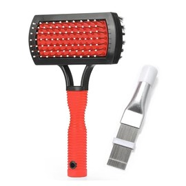 Cepillo de limpieza de bobina de evaporador de aire acondicionado, peine enderezador de aletas de bobina de condensador de CA, cepillo limpiador de HVAC (1 peine de aletas + 1 cepillo limpiador de