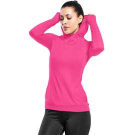 Zengjo Women's Athletic Hoodies Pullover Lightweight(Hot Pink,M)