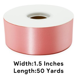 Pink Ribbon 1-1/2 Inch x 50 Yards Satin Ribbon Single Face Ribbon for Crafts, Gift Wrapping, Floral Bouquet, Weddings, and Decorations, with Spool