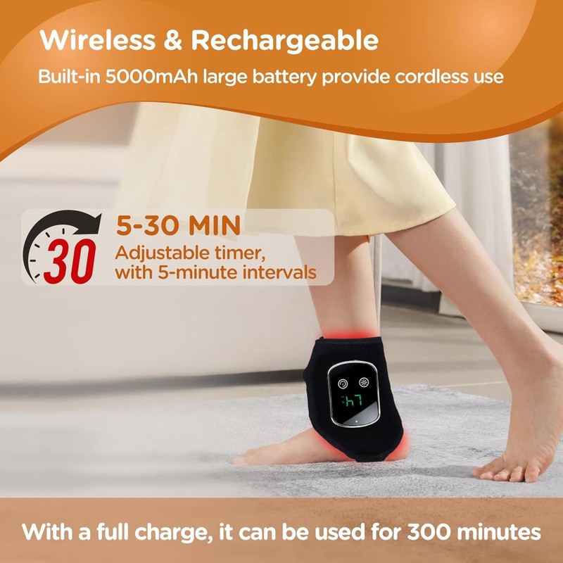 660nm & 850nm Cordless Portable Red Light Wrap for Ankle