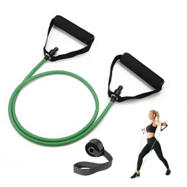Premium Exercise Bands Resistance Bands Set with Handles & Door Anchor - Perfect Stretch Rope for Home Workouts, Ideal for Fitness Enthusiasts & Home Gym (Green-15lb)