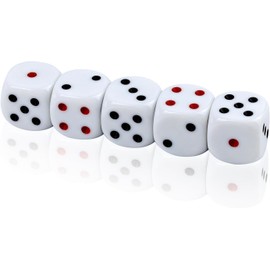 QUTHZZHY 5 Piece Large Dice Set, 30 mm Game Dice, 6-Sided Acrylic Dice Set with Rounded Corners, Game Dice for Board Games, D6 Standard Dice for Poker, Game Party Teaching Math Children's Games