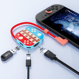 Switch 2 Dock Switch, 2 Docks, TV Connection Output, Direct TV Output, Dock Multifunctional, HDMI 4K @ 60Hz / USB 3.0 / PD100W Rapid Charging, Small Adapter, No Delay, Travel, Business Trip, Portable