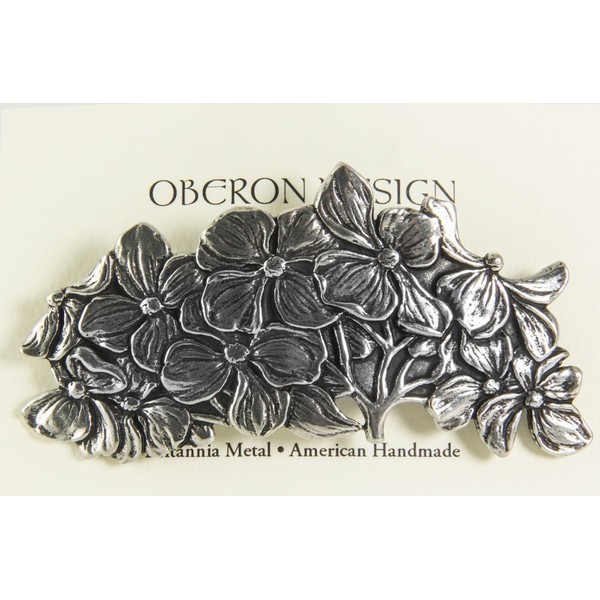 Dogwood Hair Clip, Hand Crafted Metal Barrette Made in the USA with a Large 80mm Clip by Oberon Design