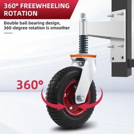 8inch Fence Gate Wheels for Metal Tube Gate 600lb Capacity, 360-Degree Rotation, Spring-Loaded Heavy Duty Gate Caster with Screws & Screwdriver Fence Durable Wheel for Smooth Gate Operation