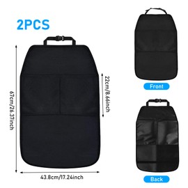 Pack of 2 Car Backrest Protectors - Waterproof Rear Seat Protector with 2 Large Pockets, Universal Seat Protector for Back, Anti-Dirt Car Seat Protection for Children, Fits Most Vehicles
