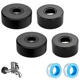 BlueXP Set of 4 Shower Fitting Rosette Black 70 mm and 66 mm Cover Rosette Tap Pipe Cover Threaded Rosette Shower Rosettes for Bathroom Shower Mixer Taps Radiator