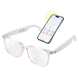 GenXenon AI Smart Glasses with Real-Time Translation, Wireless Bluetooth 5.3, Smart Simultaneous Interpretation for 160+ Languages, Open-Ear Design,Clear Frame Blue Light Glasses for Woman Travel,Work