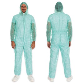 FRANZ MENSCH Hygonorm Overalls Light with Hood Polypropylene Green XXL Pack of 50