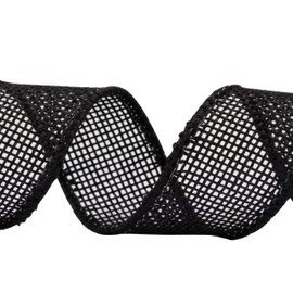 Joycrosso Burlap Wired Edge Ribbon 1 inch x 10 Yards, Black, Ideal for Crafting, Gift Wrapping, Wreath, Christmas Tree, and Rustic Wedding Decorations