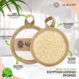 Almooni Natural Loofah Exfoliating Facial Scrubber, Made with Natural Egyptian Shower Loofah Sponge, Bath Shower Loofah Sponge for Women and Men, for Face That Gets You Clean - 6 Count (1 Pack)