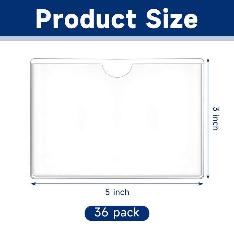 Mauproy 36Pcs 3" x 5" Index Card Pockets, Clear Adhesive