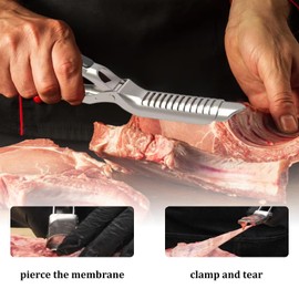 Rib Membrane Removal Tool, Rib Prep Tool Membrane Remover Stainless Steel BBQ Rib Skinner for Effortless BBQ Rib Preparation