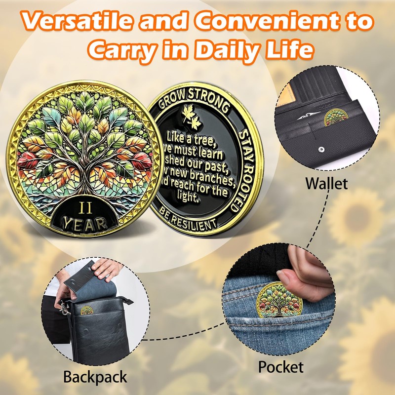 Leafence Tree of Resilience Commemorative Coin Recovery Addiction NA AA