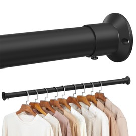TOPROD Closet Rod,18 to 80 Inches Adjustable Closet Rods for Hanging Clothes Heavy Duty Closet Hanging Rod Closet Poles for Wardrobes