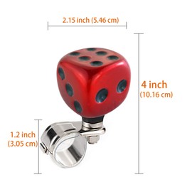 Arenbel Car Steering Wheel Spinner Dice Big Head Red Rotating Suicide Knob Spinners Mounted on Outside Rim of Steering Wheel