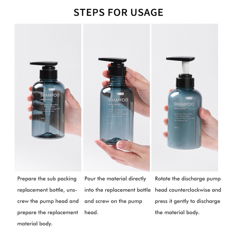 3PCS 300ml/500ml Press Liquid Soap Dispenser Reusable and Refillable Shampoo