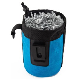 Tool Pouch for Screws and Nails,Wear Resistant Small tools Storage Bag with Metal Belt Clip Attachment For Builders Electrician's Hammer Frame And Nail Bag Organizer 13 x 19.5cm（Blue）