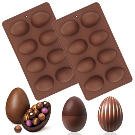 KWAGOCAR 2-pack Easter Egg Silicone Molds for Cake Decorating,Peanut Butter Chocolate, Candy, Muffin Cake, Cupcake, Jello, Jello, Baking Pan,Yogurt and Ice Cream Non Stick Easter Egg Shaped Silicone Molds